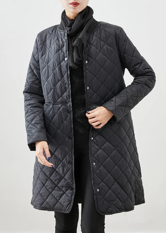 Women's Coats with Fur Trimmed SleevesOrganic Black Slim Fit Thick Fine Cotton Filled Parka Winter