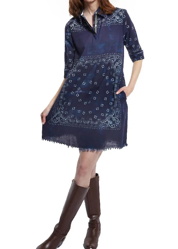 stylish fedoras with wide brimsChatham Easy Dress With Fringe In Navy Bandana