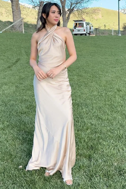 lightweight running hatsHater Backless Long Bridesmaid Dress in Champagne