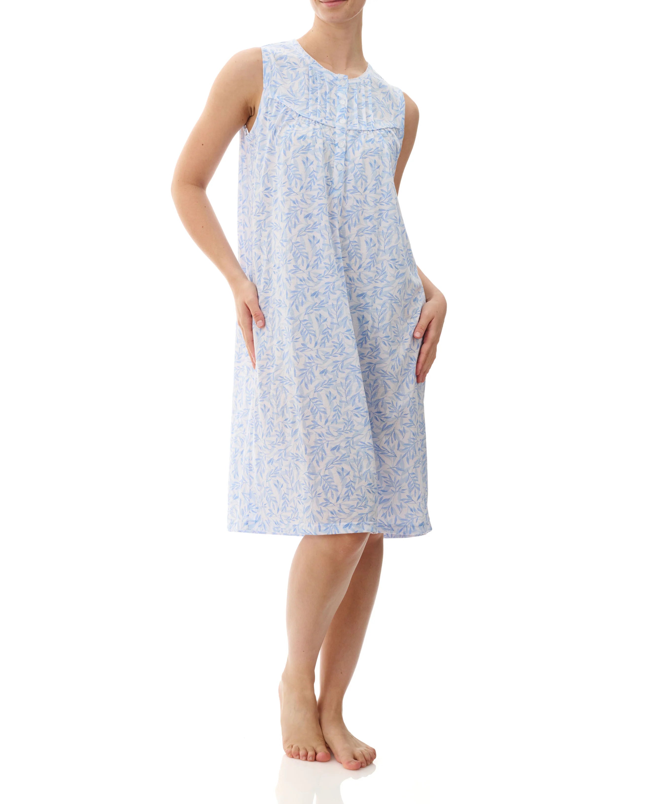 women's pajamas with a stylish cutGivoni 4HP15A Abigail Sleeveless Short Nightie - Blue