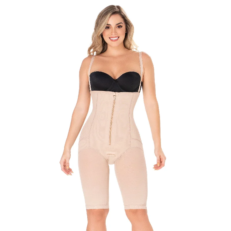 convertible halter braDiane & Geordi 2414-A | Postpartum Butt Lifter Tummy Control Capri Shapewear | Open Bust Knee Length Body Shaper for Women