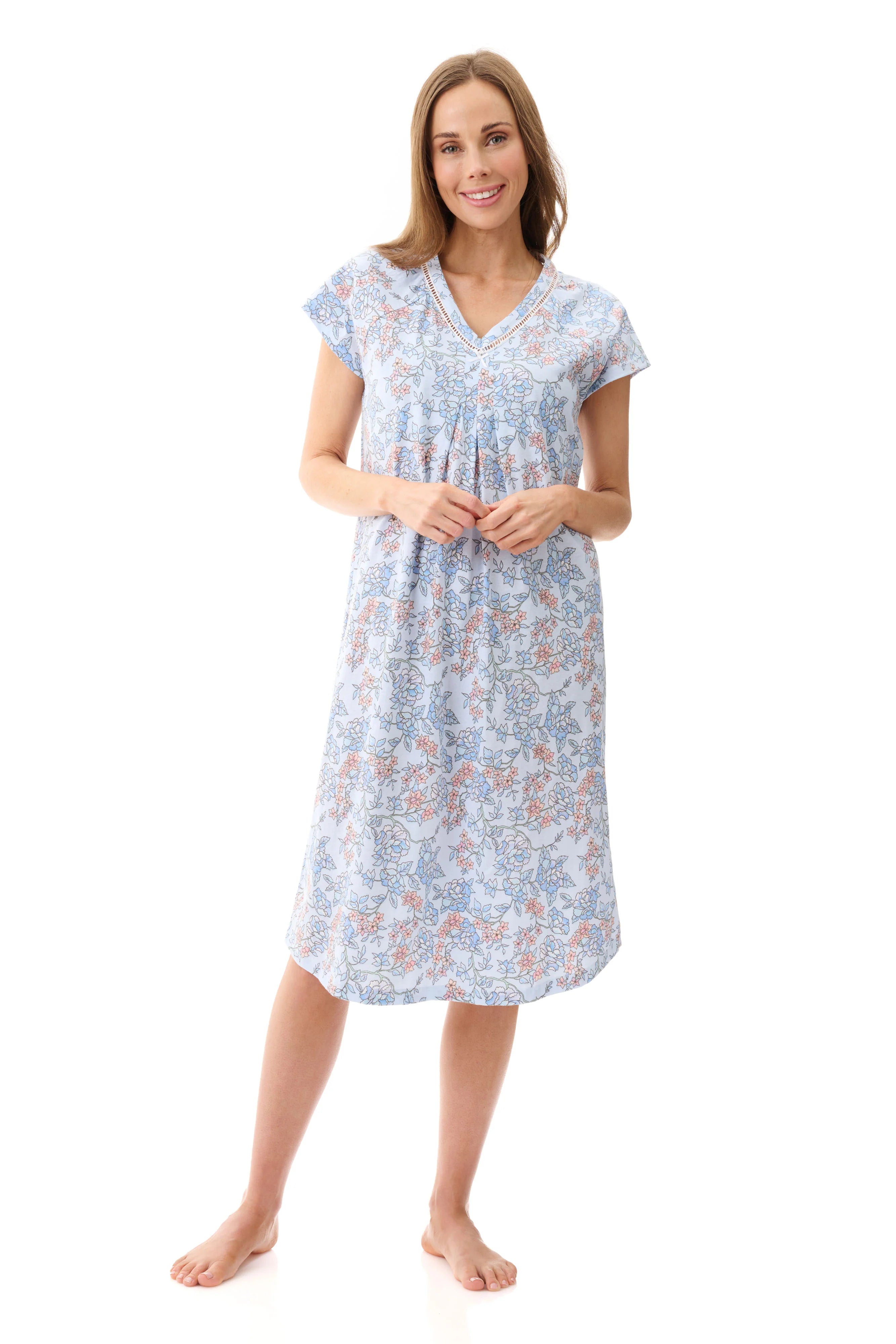 women's pajamas with a touch of elegance and sophisticationGivoni 4LP67Q Quinna Cap Sleeve Short Nightie Blue