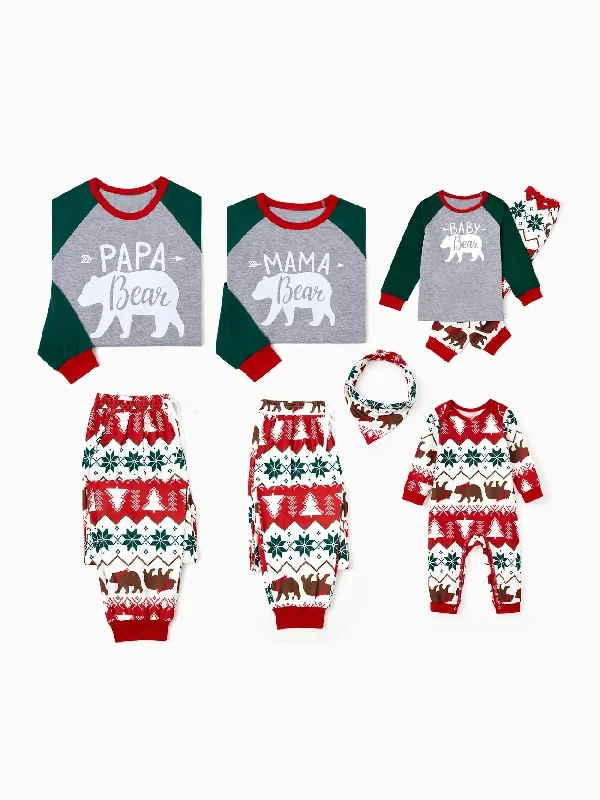 women's pajamas for everyday loungingChristmas Holiday Bear Printed Family Matching Pajama Set