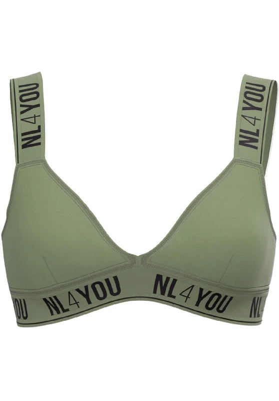 strapless bra with silicone stripsKhaki Green - Памучен бралет