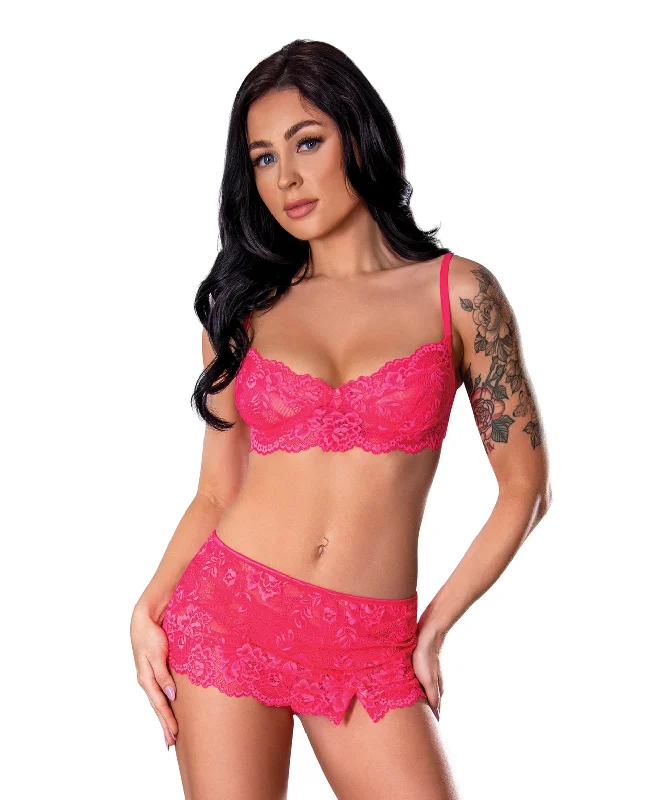 smoothing high-waisted bra for tummy controlMagic Silk Summer Get It Girl Lace Bra Skirt Thong Set Pink