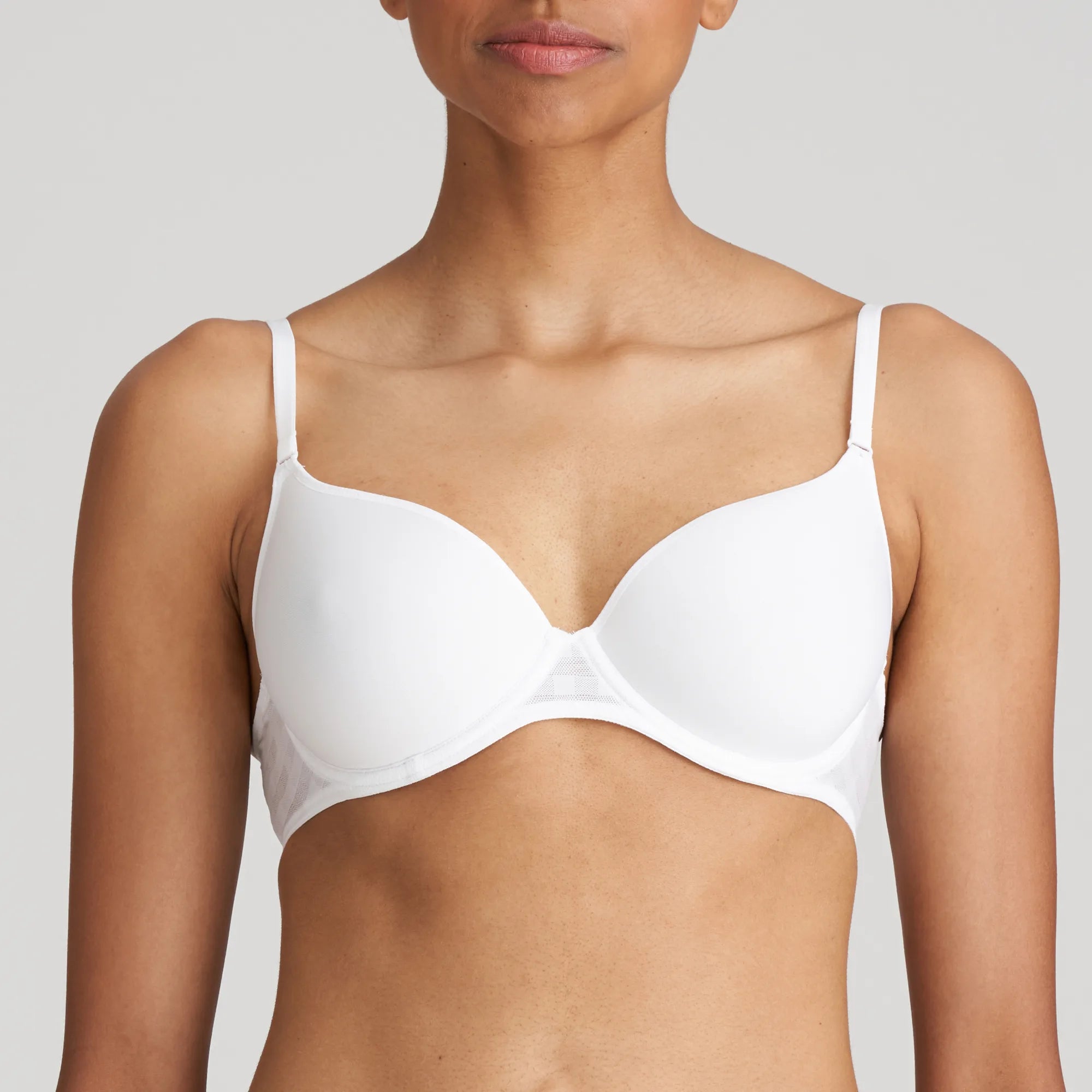 convertible plunge bra with lace trimMarie Jo Spacer Full Cup Bra-Jereme-White