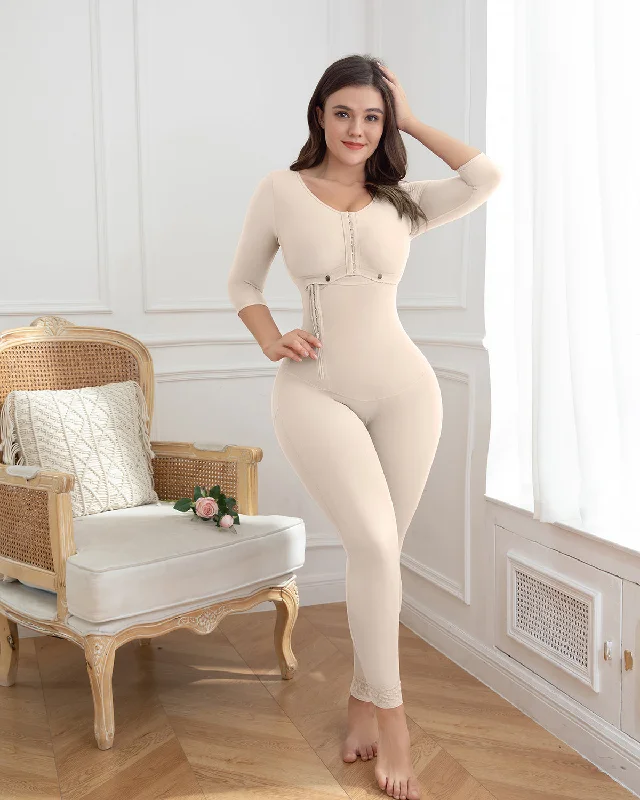 plus-size sports bra with mesh ventilationBeige lange Ärmel volle Büste abnehmen feste volle Körper Shaper Shapewear