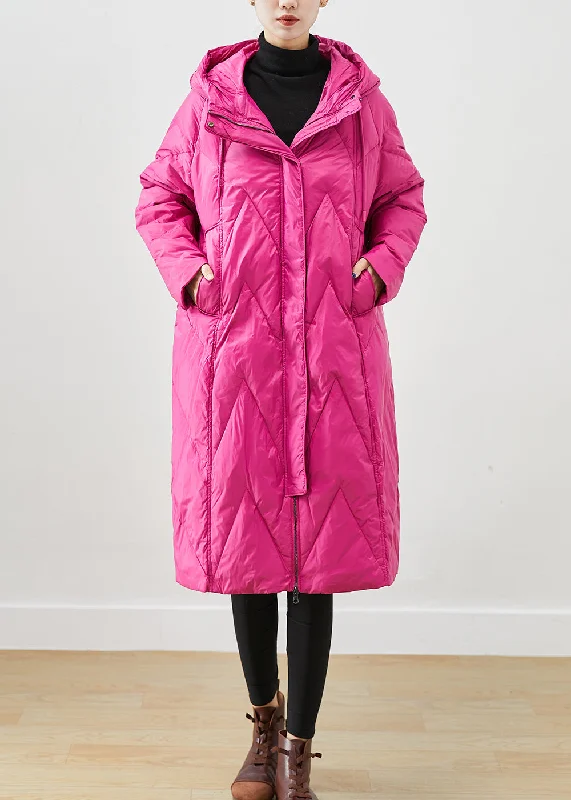 Women's Trench CoatsBeautiful Rose Hooded Pockets Fine Cotton Filled Puffer Jacket Winter