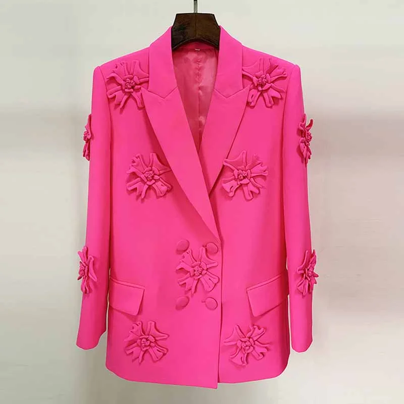 Women's Quilted CoatsWomen Crepe Couture Applique Jacket Fashion Coat