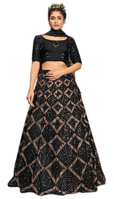 cozy fur hats for winterCaptivating Black Raven Lehenga- SNT11014