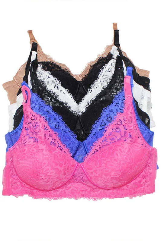 full-coverage bra for large bustsFloral Lace Bra with Molded Cup