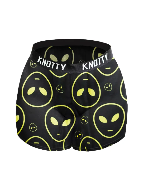 women's pajamas with a cozy, warm feelAiraModal™ Black & Green Aliens Boxer