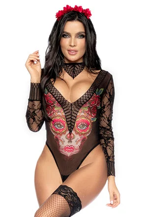 plus-size underwire bra with padded cupsMapale Lingerie Day of the Dead Costume Sexy Catrina Bodysuit