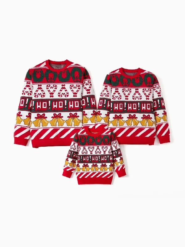 women's pajamas with a relaxed, casual vibeChristmas Bell And Candy Cane Family Matching Sweater