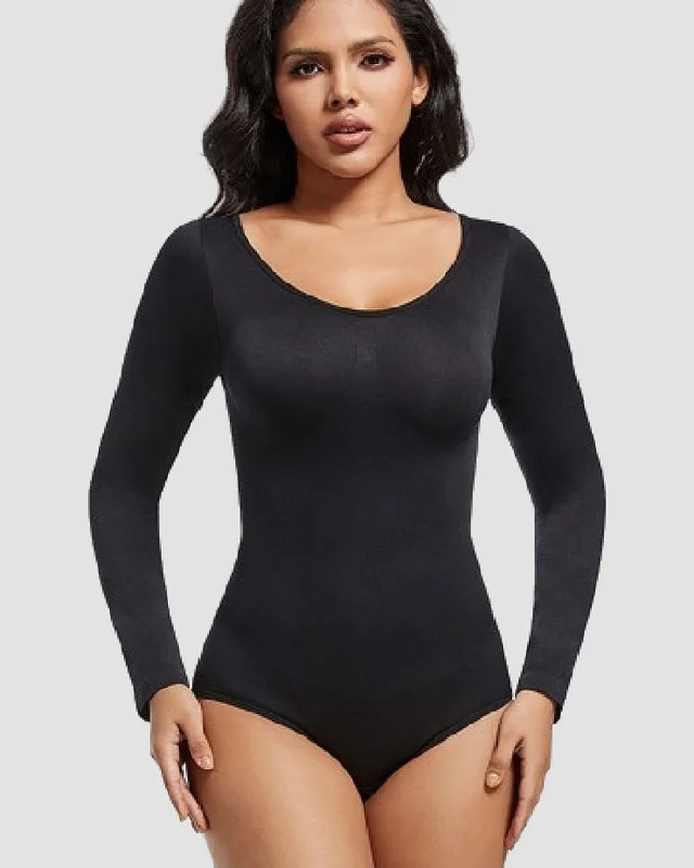 mastectomy form-fitting braNahtloser Rundhalsausschnitt Langarm Korsett Bodysuit Tops Stretch Dreieck Body