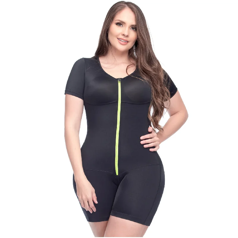 padded plunge braUpLady F-6220  Athletic Women's Sports Workout Bodysuit with Sleeves