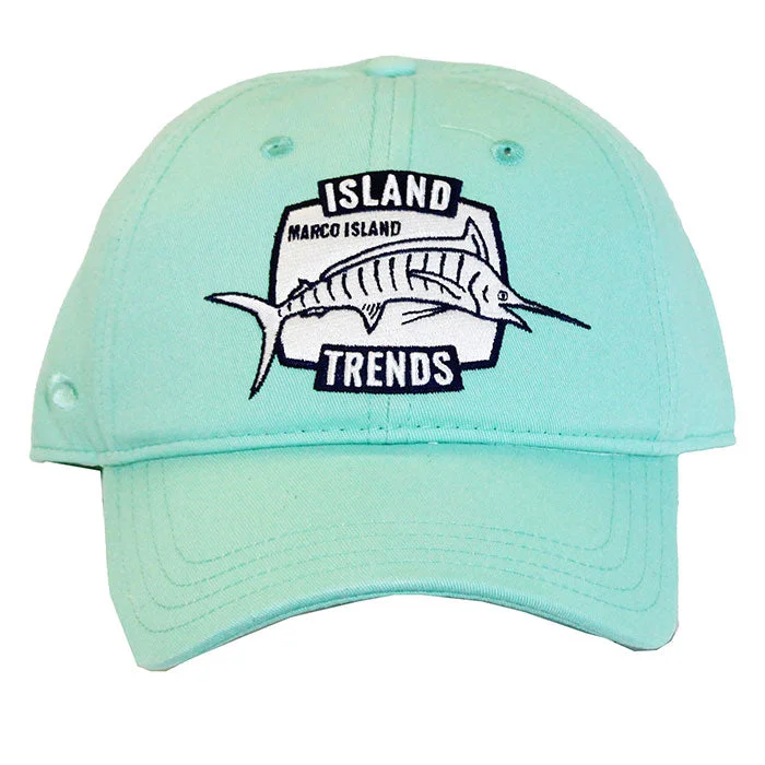 children's sun hatsIsland Trends Marco Island Marlin Embroidered Baseball Cap Hat - Seafoam