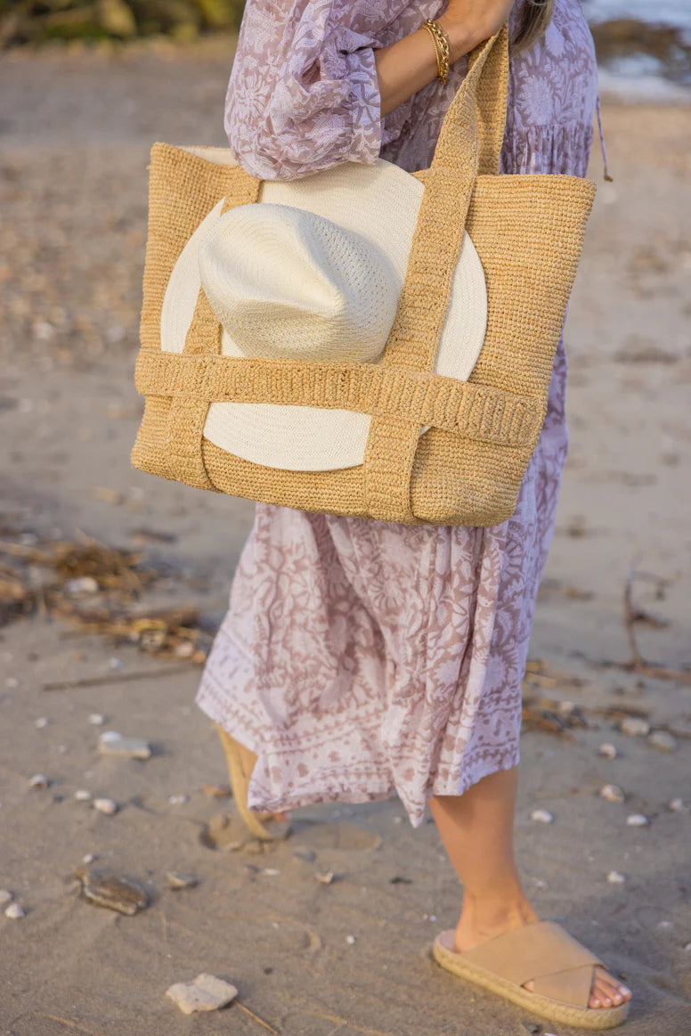 hats with built-in headphone holdersHat Attack The Original Straw Traveler Bag - Natural Solid