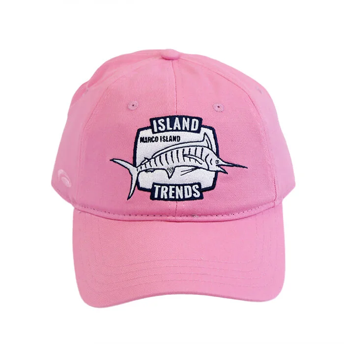 men's casual hatsIsland Trends Marco Island Marlin Embroidered Baseball Cap Hat - Pink