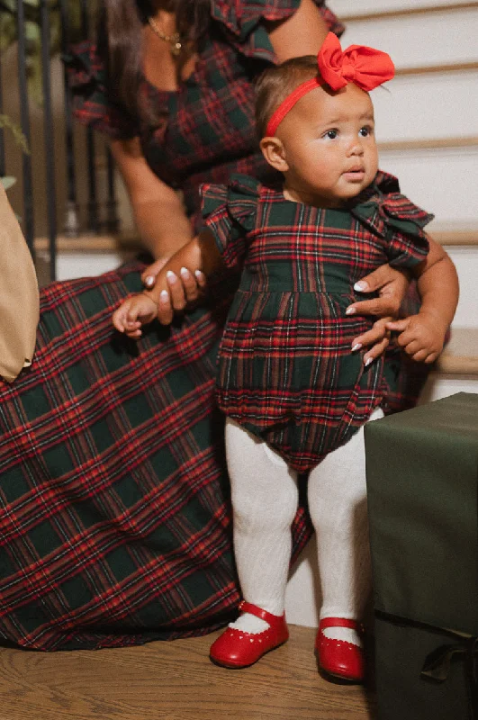 water-resistant outdoor hatsBaby Hattie Romper in Green Plaid - FINAL SALE