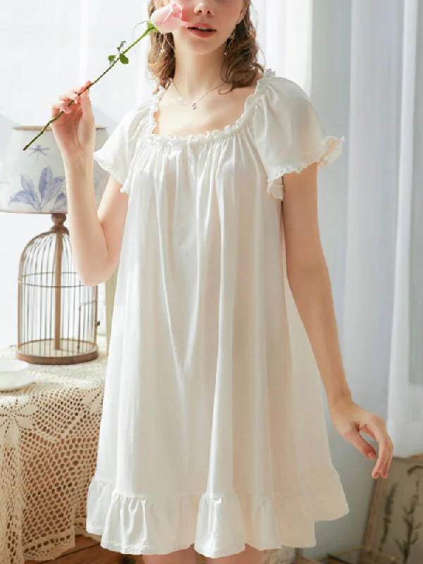 women's pajamas with a fitted designWomen's Vintage Short Sleeve Loungewear Night Dresses