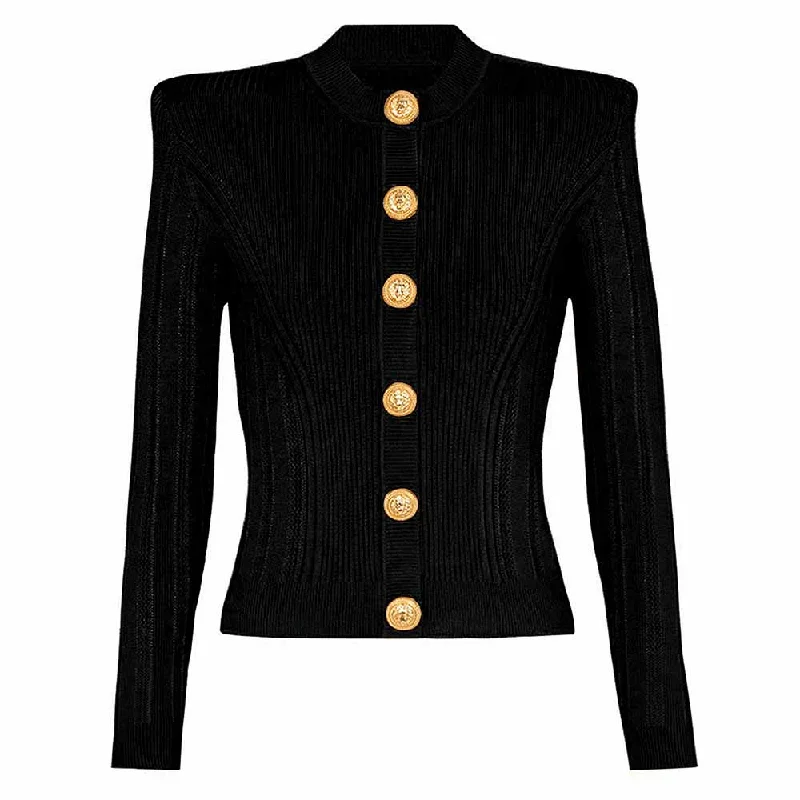 Women's Coats with Fur Trimmed ButtonsWomen's Soft Knitted Jacket Crop Top Cardigan Sweater