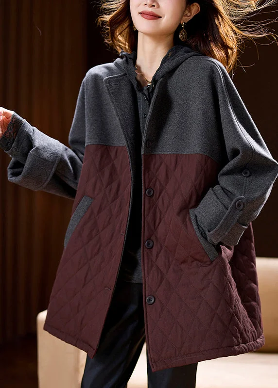 Women's Windbreaker CoatsPlus Size Colorblock Pockets Patchwork Hooded Coats Spring