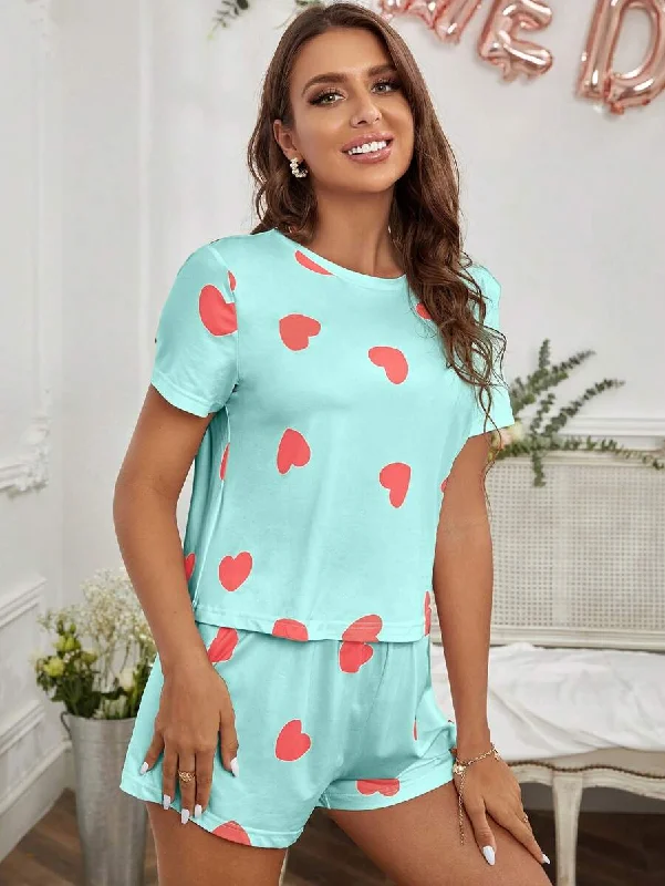 women's pajamas for those who love to stay in and relax2 Piece Set Elegant Print Tee And Shorts