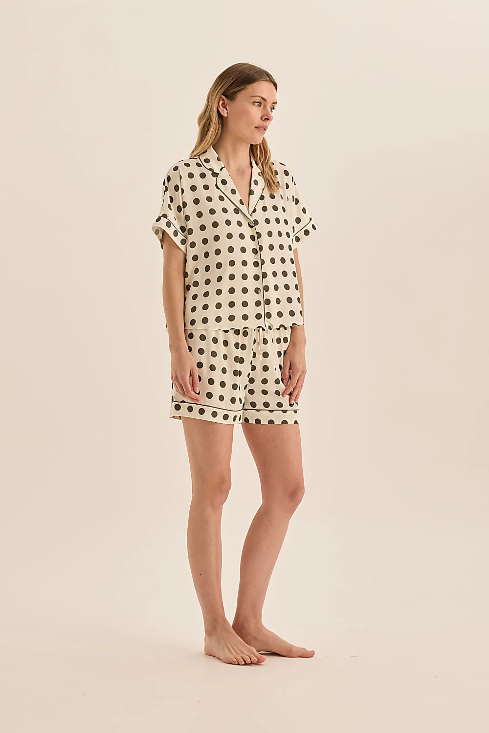 women's pajamas for those who love to indulgeGingerlilly Jillian Olive Spot Short PJ Set