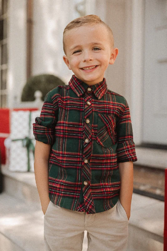 stylish cloche hatsBoys John Shirt in Hattie Green Plaid