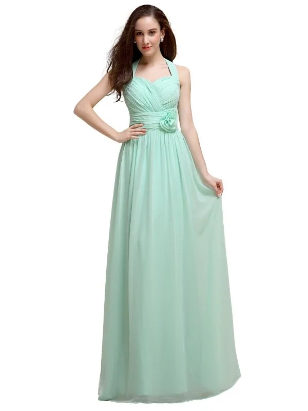 affordable straw hats with colorful patterns and designsPretty A-line Chiffon Hatler Floor-Length Long Bridesmaid Dresses