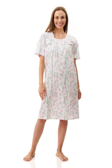 women's pajamas for those who want to feel pampered and lovedGivoni 4LP38R Rowan Cotton Short Sleeve Nightie Multi