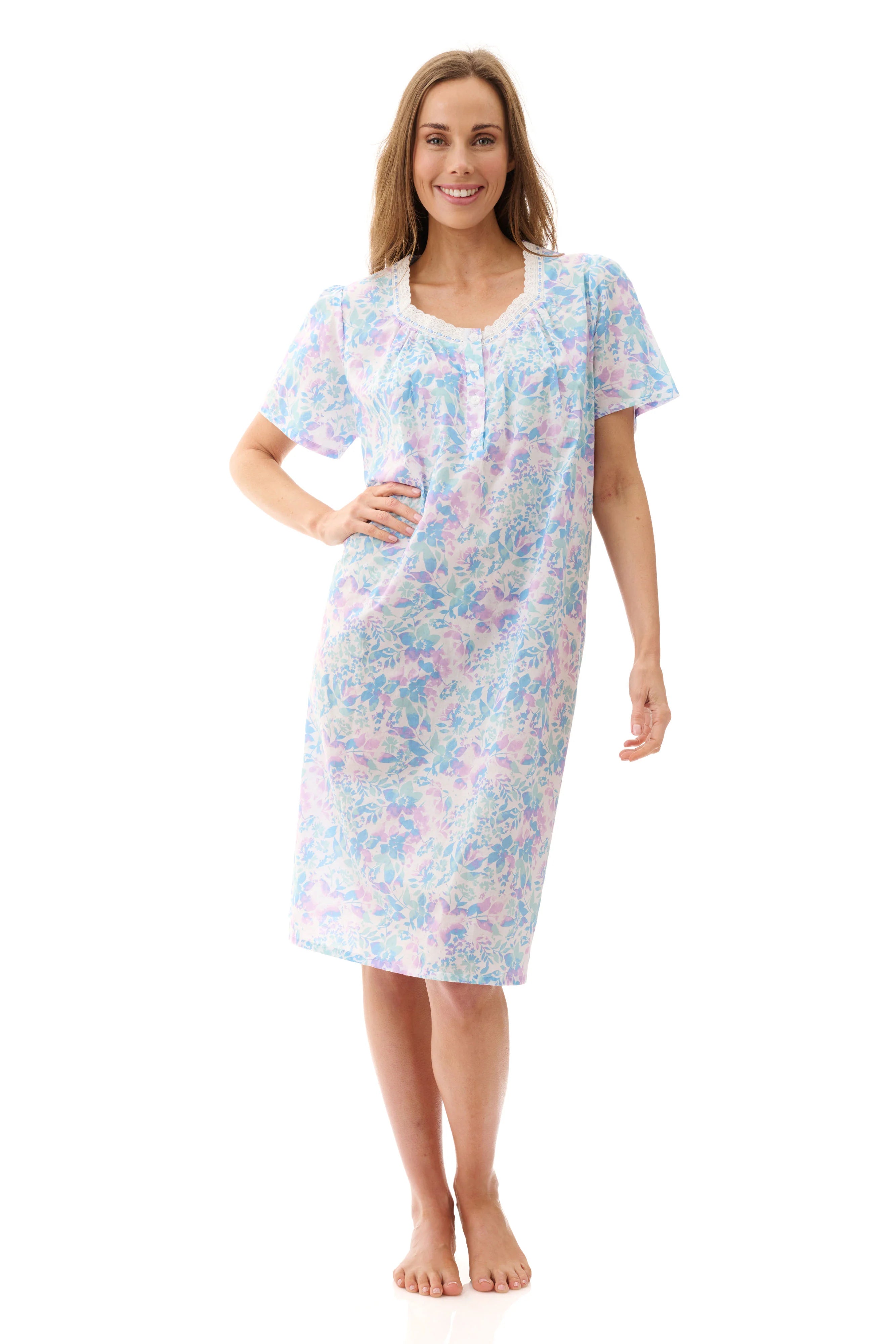 women's pajamas with a sophisticated eleganceGivoni 4BV69C Charlie Short Sleeve Nightie Aqua Pink