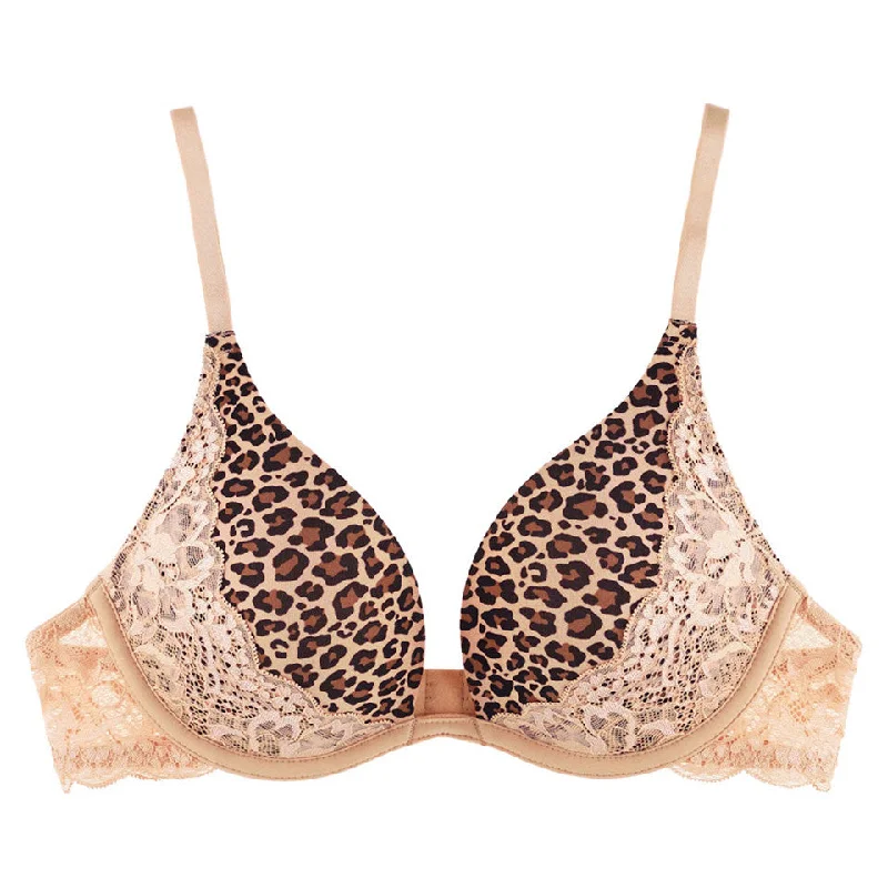 wireless lace bra with adjustable straps for versatilityBelle Vie Plunge Push-Up