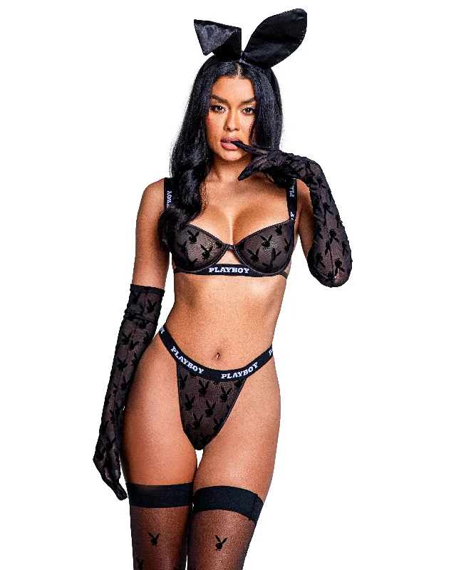 t-shirt bra for small breastsRoma Confidential Playboy Bunny Noir Satin Mesh Bra Set Black