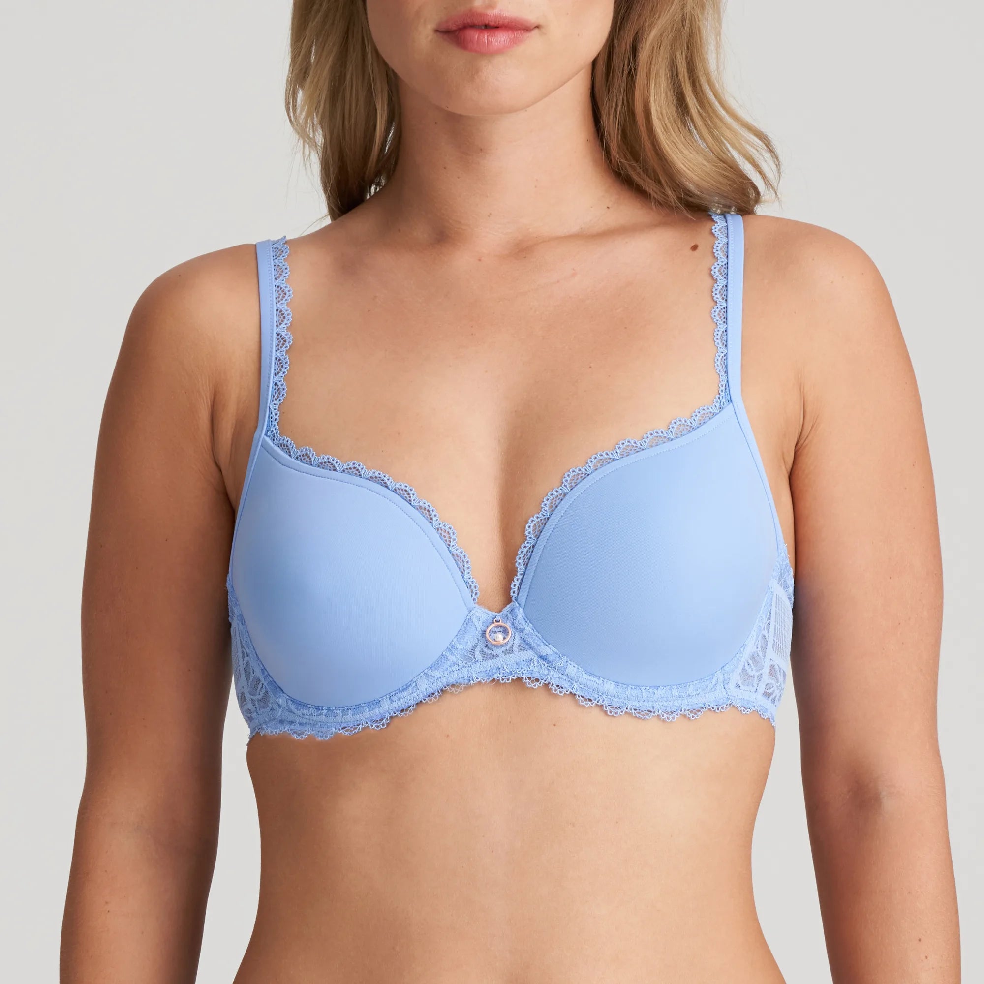 wireless bra with ruched sides for slimmingMarie Jo Padded Bra Heart Shape-Jadei-Light Blue , Natural