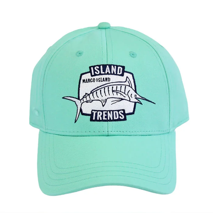 lightweight running hats with built-in headbands and ventilation holes for ultimate comfort and performance.Island Trends Marco Island Marlin Ponytail Baseball Cap Hat - Seafoam