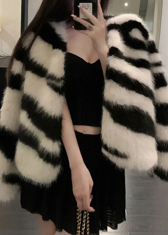 Women's Blazer CoatsWhite Original Design Fuzzy Fur Fluffy Coats V Neck Winter