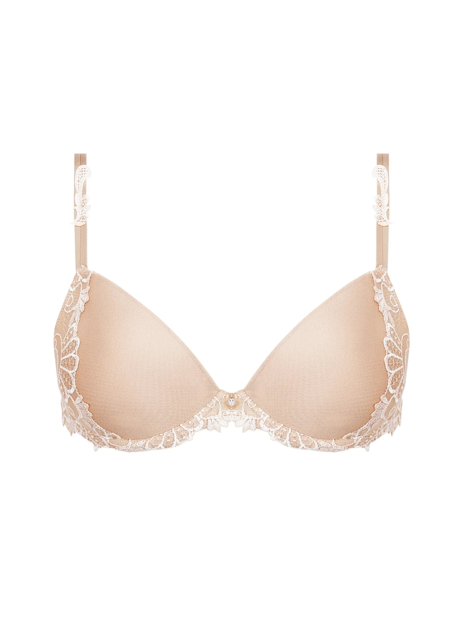 padded plunge braLise Charmel-Dressing Floral Clam Shell Bra- Nude