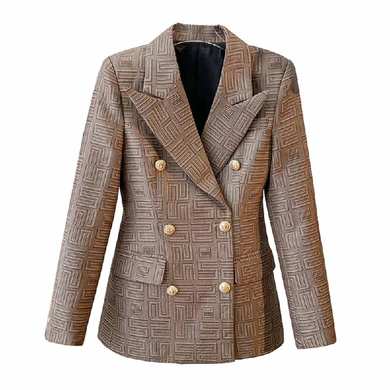 Women's Zip-Up CoatsWomen's Brown Tailored Double-breasted Blazer