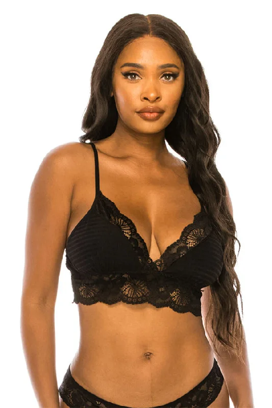 convertible plunge braLace Bralette with Flexible Elastic Band