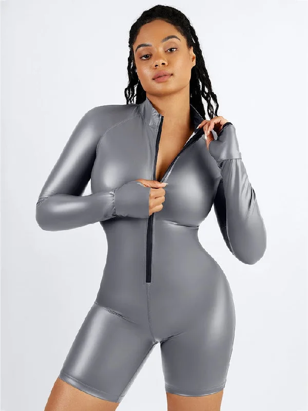 high-support sports bra for yogaOne Piece Long Sleeve Sauna Suit