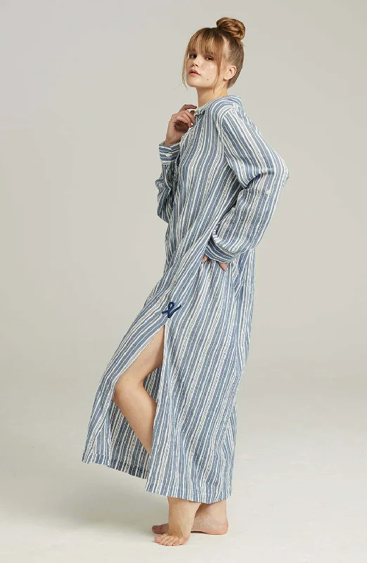 women's pajamas for those who love comfortThe Maxi Shirt French Navy Stripe