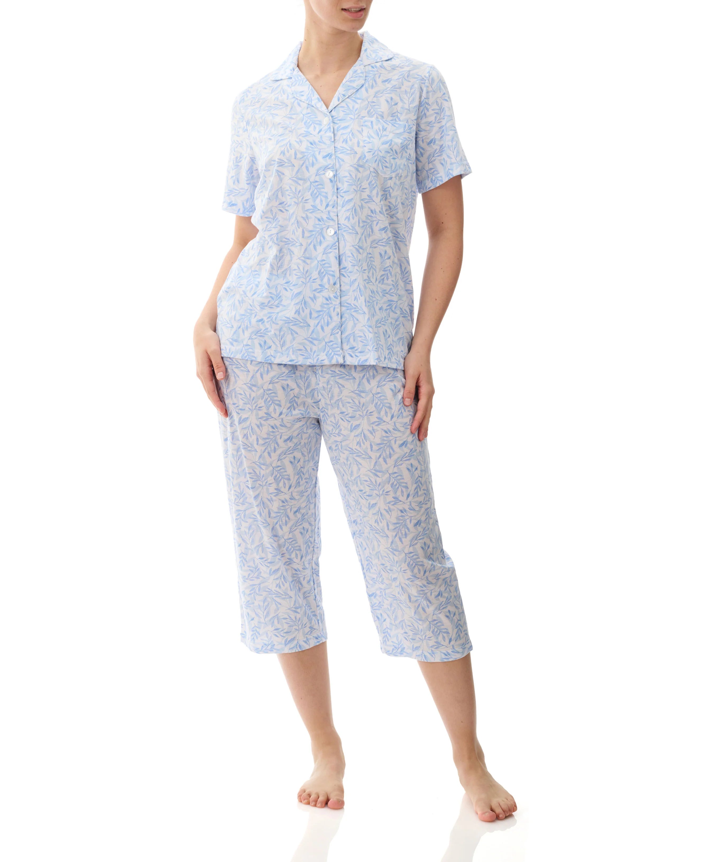 women's pajamas for everyday loungingGivoni 4HP35A  Abigail Capri Pyjama Blue