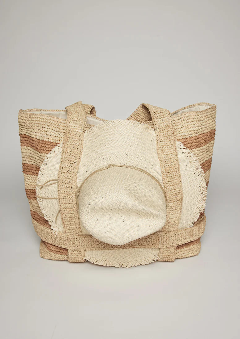 water-resistant hats for rainy daysHat Attack The Original Straw Traveler Bag - Natural/Toast Stripe