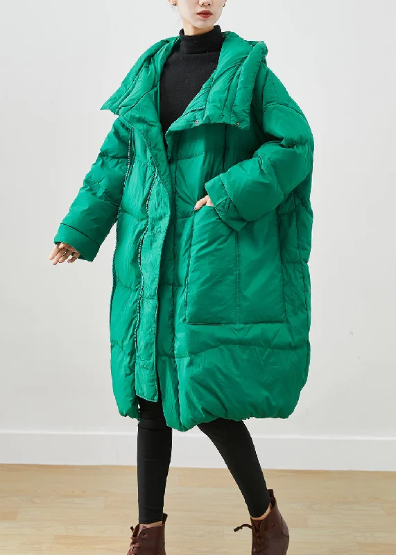 Women's Coats with Fur Trimmed ButtonsElegant Green Oversized Thick Duck Down Canada Goose Jacket Winter