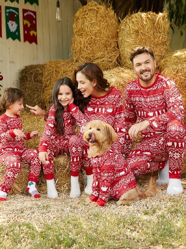 women's pajamas for winter warmthChristmas Festive Red Family Matching Pajama Set