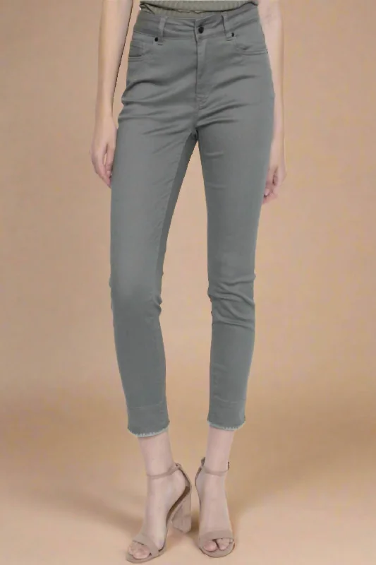 Women's Jodhpurs with Short LengthFrayed Edge Denim Jeans In Artichoke