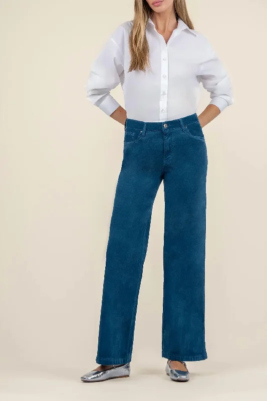 Women's Jodhpurs with Tapered LegHigh Rise Wide Leg Denim Jeans In Teal