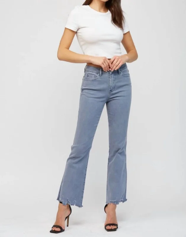 Women's Jodhpurs with Asymmetrical HemCrop Flare Jeans In Blue Shadow